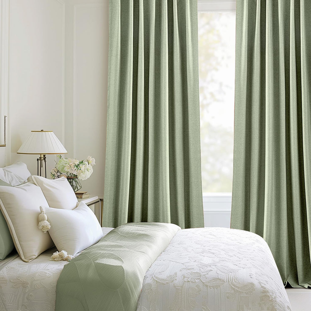 MIULEE Linen Pinch Pleated 100% Blackout Curtains for Bedroom 84 Inch Long 2 Panels Set- Back Tab Track Beige Thermal Insulated Cream Black Out Triple Pleat Room Darkening Drapes with Hooks, Greige