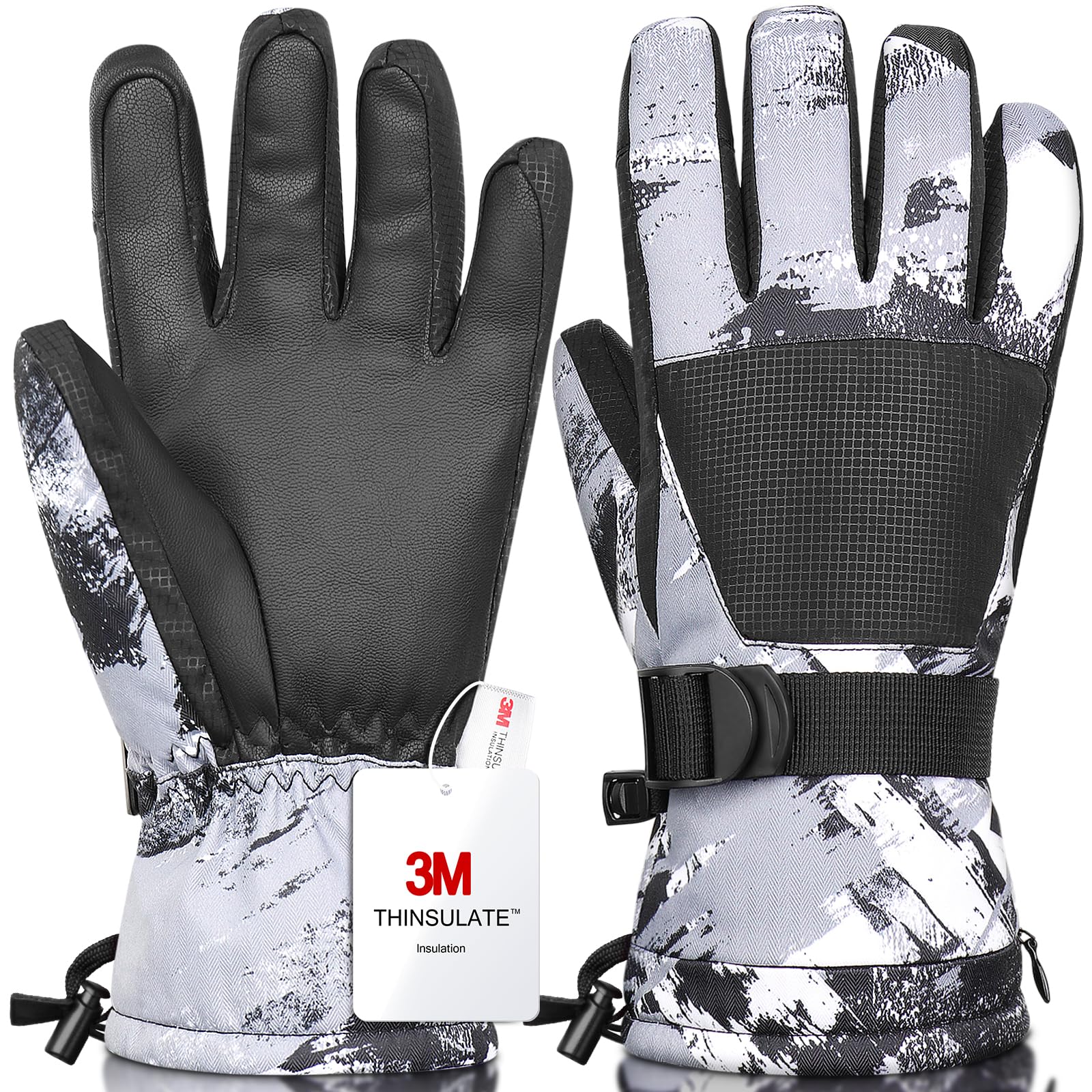Ski Gloves,Snow Gloves Waterproof Winter Warm Cold Weather Touchscreen Gloves for Parent& Child Kids Skiing,Snowboarding