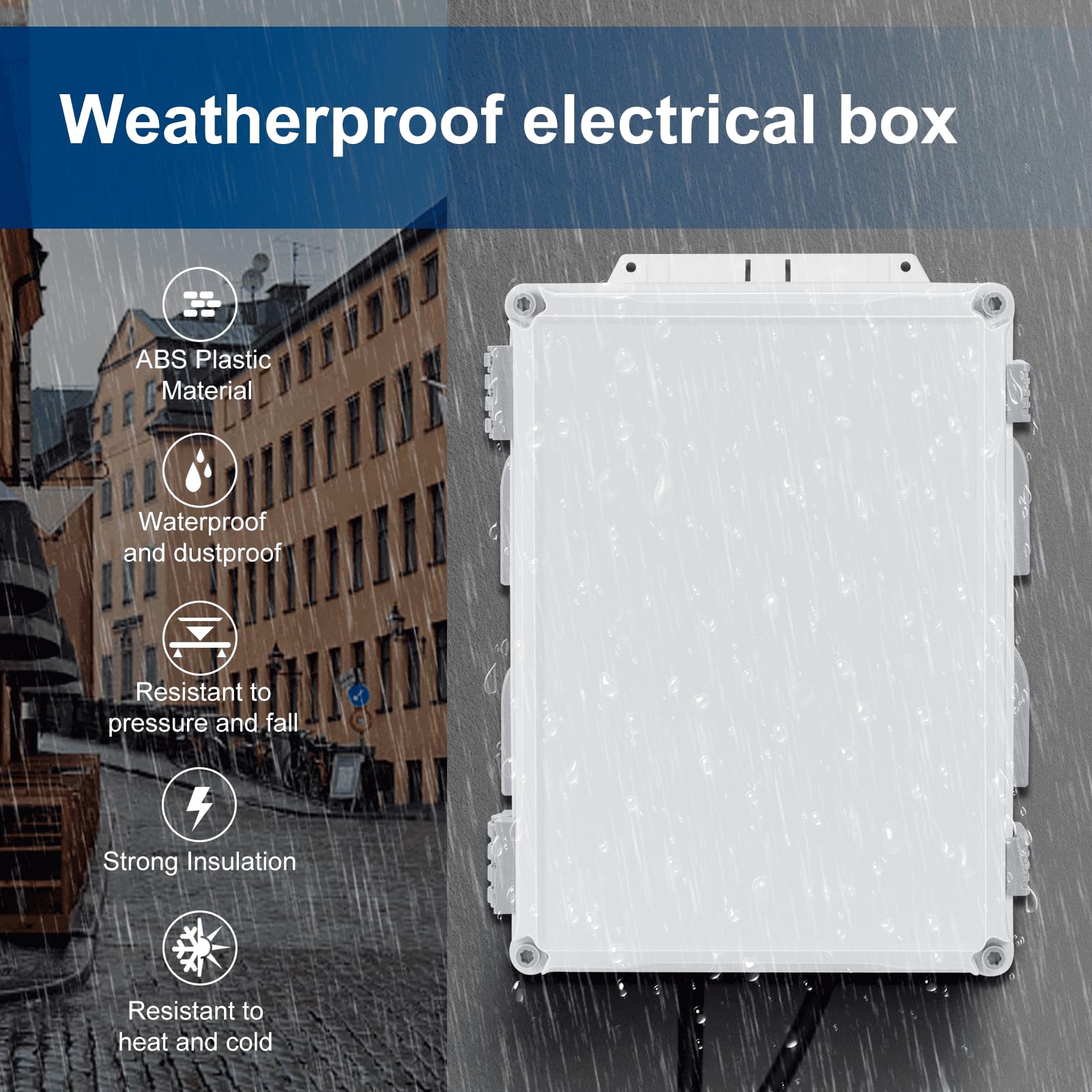 Namunanee Outdoor Electrical Junction Box, ABS Water Resistant Enclosure with Internal Mounting Panel & Hinged Cover, 9.2" H* 7" L* 4.6" W