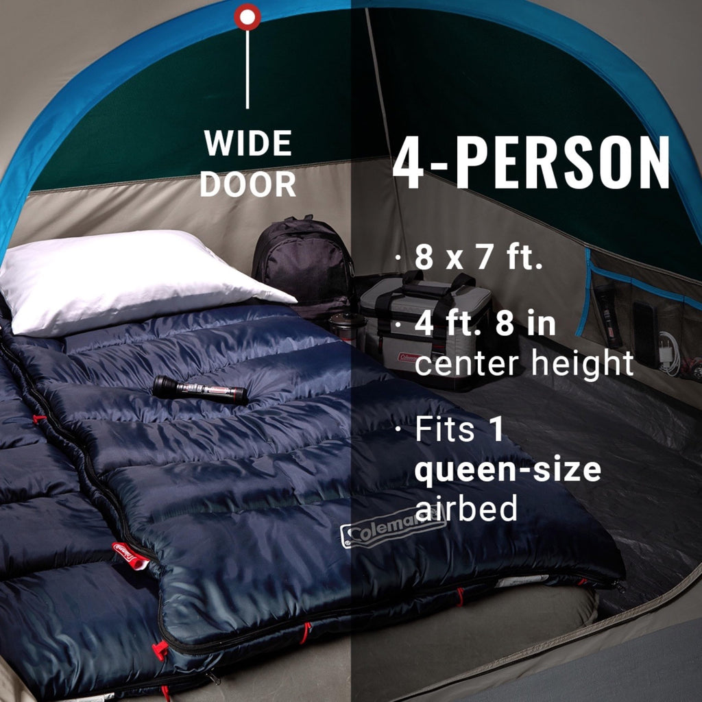 Coleman Skydome Camping Tent with 5 Minute Setup, 2/4/6/8 Person Weatherproof Tent with Rainfly & Carry Bag, 20% More Headroom Than Traditional Canopies