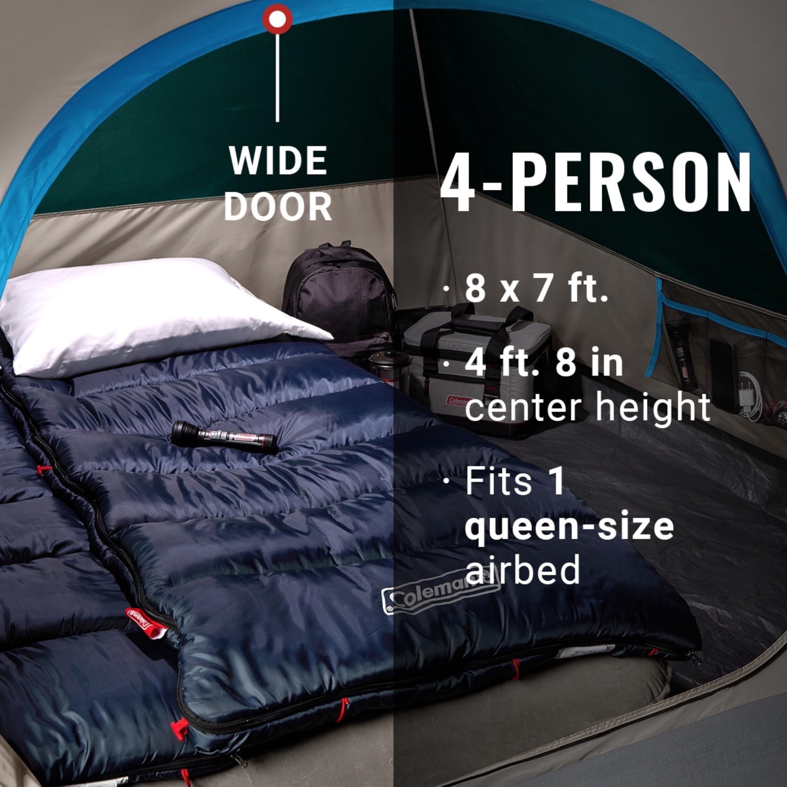 Coleman Skydome Camping Tent with 5 Minute Setup, 2/4/6/8 Person Weatherproof Tent with Rainfly & Carry Bag, 20% More Headroom Than Traditional Canopies