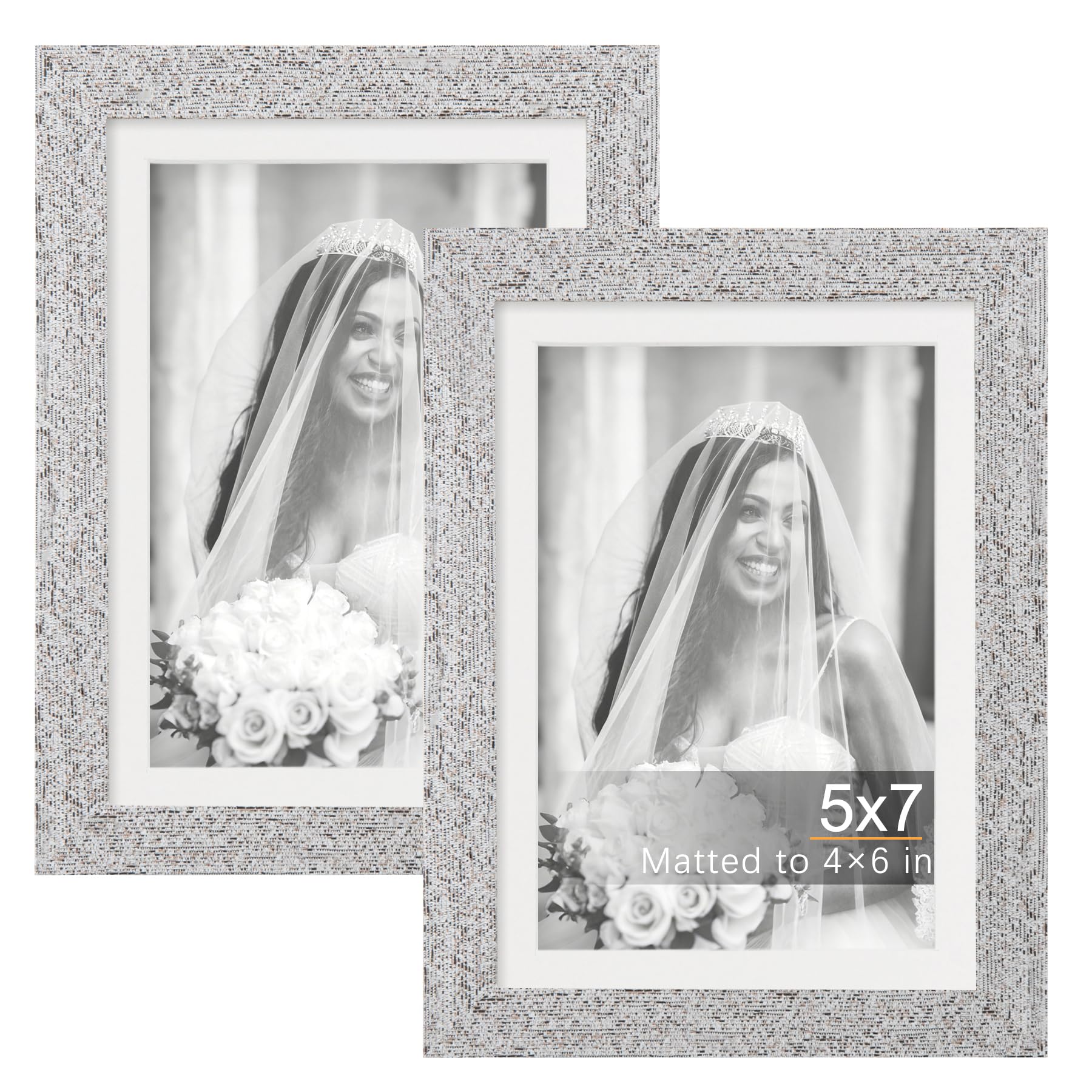 TOFOREVO Picture Frames 4x4 Set of 2 Black Wood Grain Photo Frame for Gallery Wall Mounting or Tabletop Display