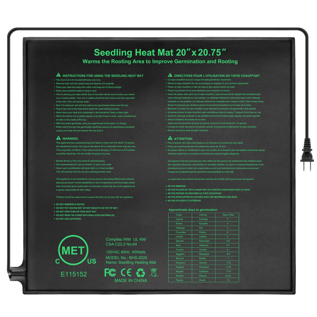 Seedling Heat Mat Hydroponic Plants Heating Pad, Seed Starting Greenhouse and Germination, Waterproof Durable Heating Pad for Indoor Home Gardening Seed Starter(10“x20.75”)