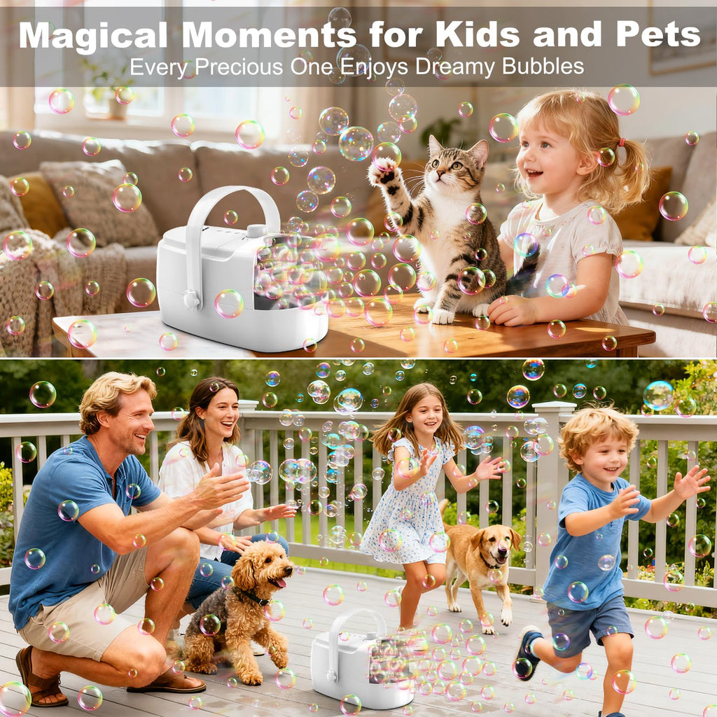 Zerhunt Durable Bubble Machine for Party: 3 Power Modes for Non-Stop Fun - 18000+ Bubbles Per Minute High Output 30 Mins Bubbles per Refill - Kids Safe Auto-Stop for Outdoor Backyard Birthday