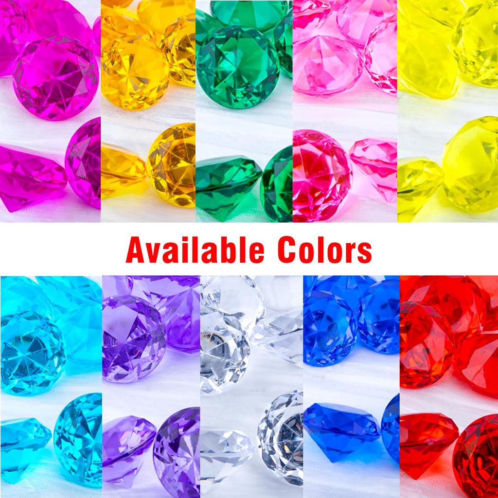 Niceup 26PCS Blue Fake Diamonds Gem Toys, 1.5in Pool Diving Gems Acrylic Plastic Gemstones for Kids, Party Décor Jewels Treasure Hunt Hiding Sensory Bin Filler Toys Craft Supplies