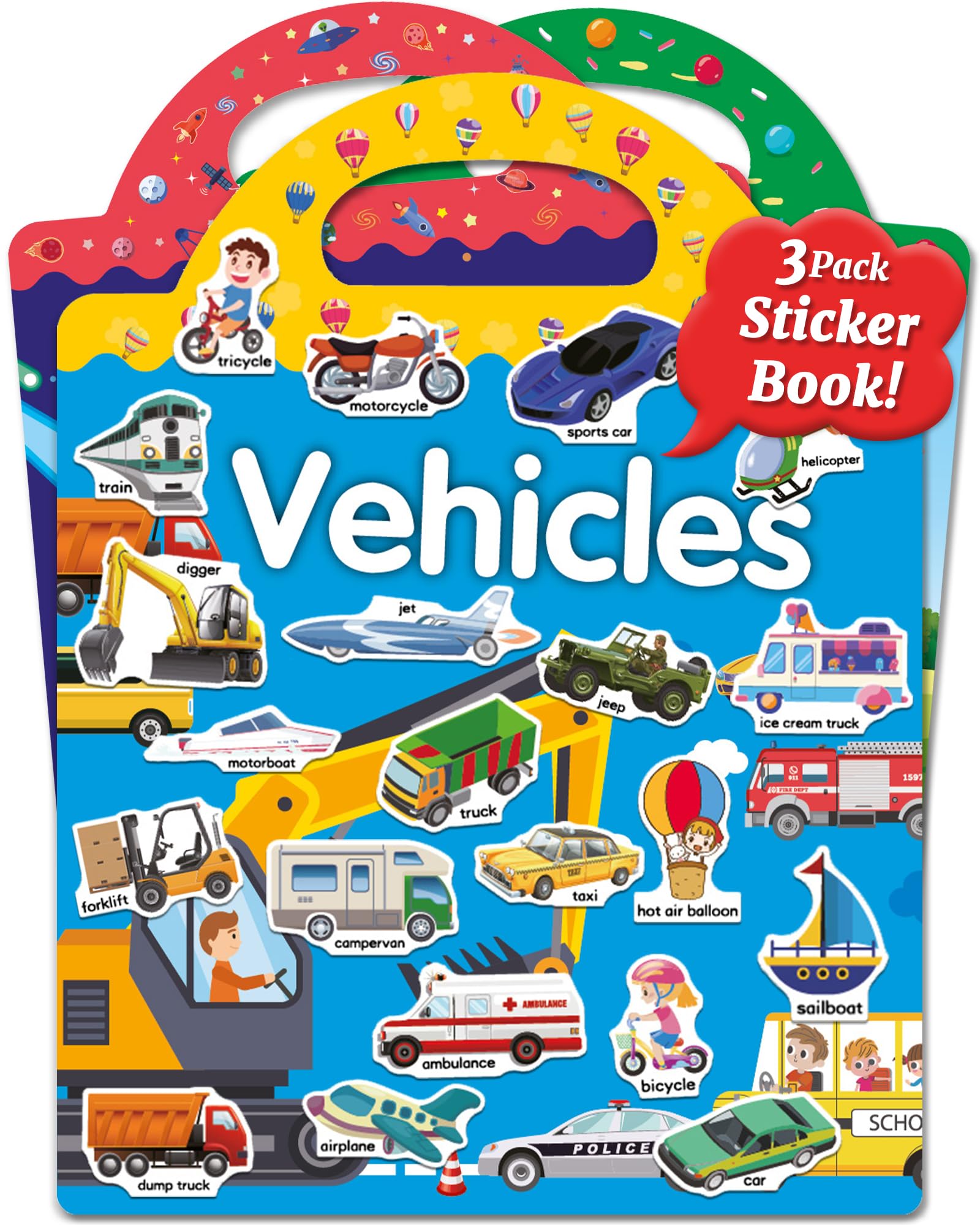 Benresive Reusable Sticker Book for Toddlers, Stickers for Kids, Travel Toys for Arts & Crafts Activities, Birthday Gift for Boys & Girls, Animals Dinosaurs Insects Themes