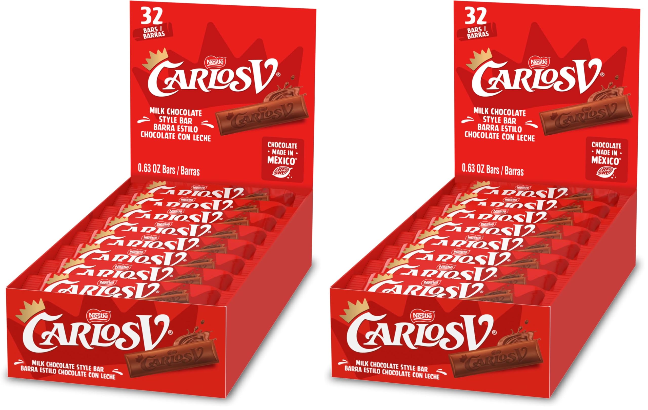 Carlos V Milk Chocolate Mexican Candy Bars 32 Count