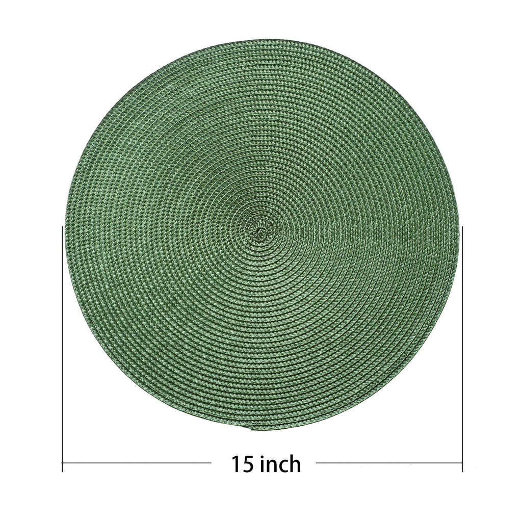 AHHFSMEI Round Placemats Set of 6 Heat Resistant Washable Non-Slip Woven Braided Table Mats for Dining Table Kitchen & Home Decor (Beige)