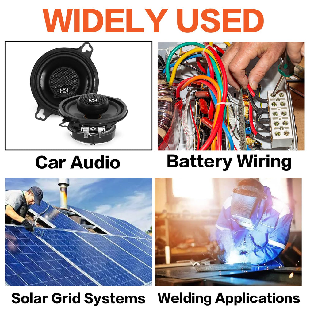 4 Gauge Wire (50ft Each - Red/Black) Copper Clad Aluminum CCA with Cable Cutter,Lugs Terminal Connectors and Heat Shrink Tube - Battery Power/Ground Cable,Car Audio Speaker,RV Trailer Amp Wiring kit