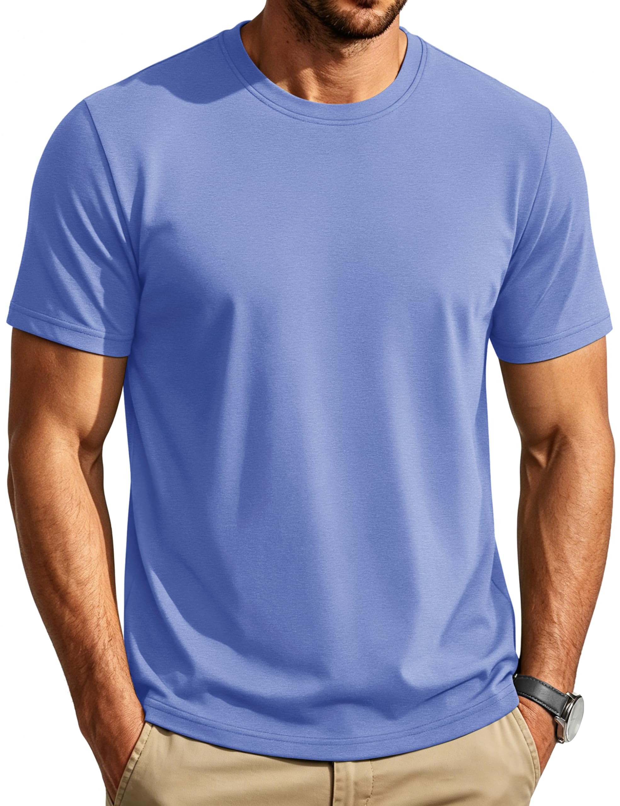 Cotrasen Mens T-Shirts Short Sleeve Cotton Crew Neck Lightweight Moisture Wicking Casual Soft Basic Plain Tee Shirts
