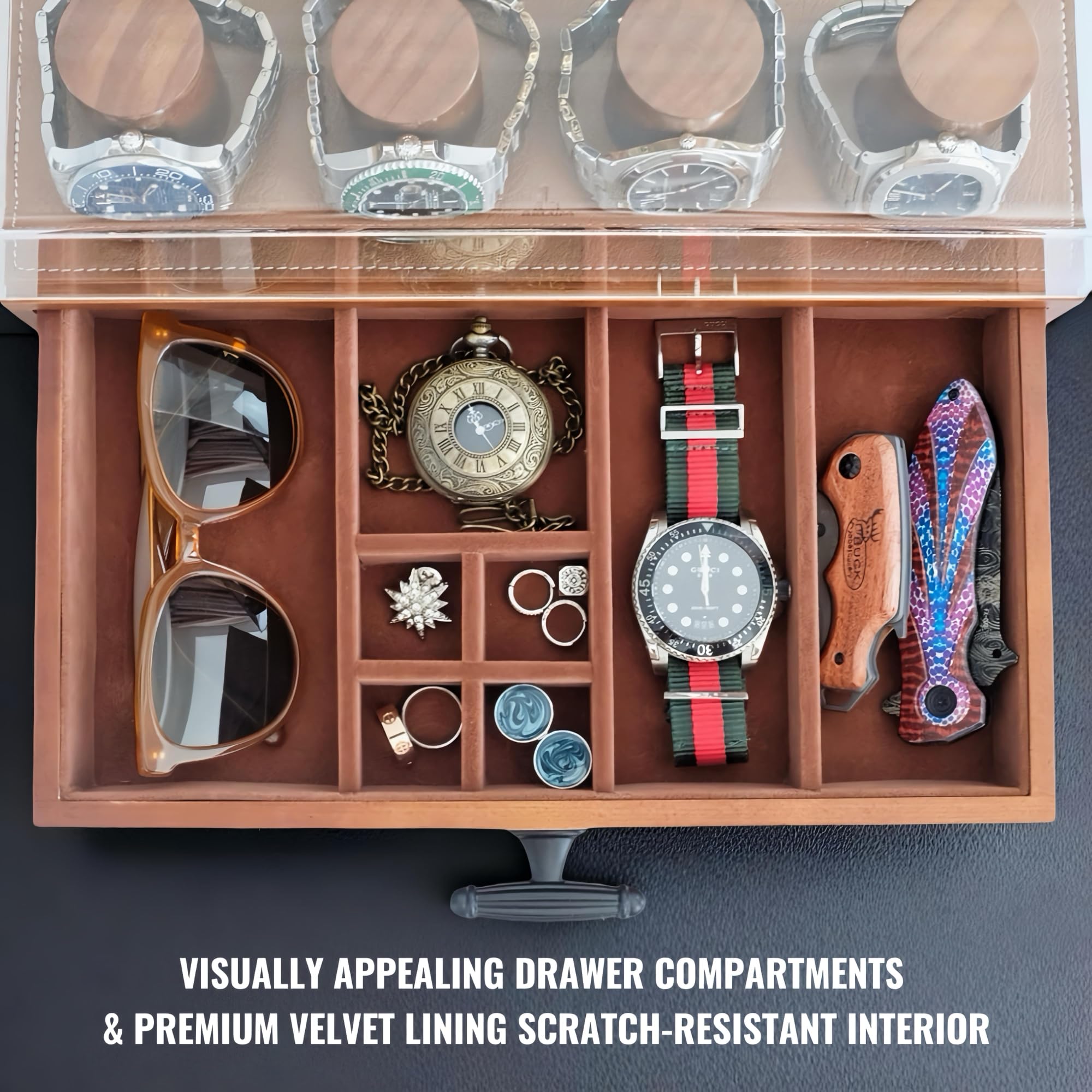 Wooden Cologne Organizer for Men 3 Tier | Black Perfume Holder Shelf for Dresser | High Grade Velvet Lining and Stylish Gift Box | Uncluttered Design Perfume Display Stand