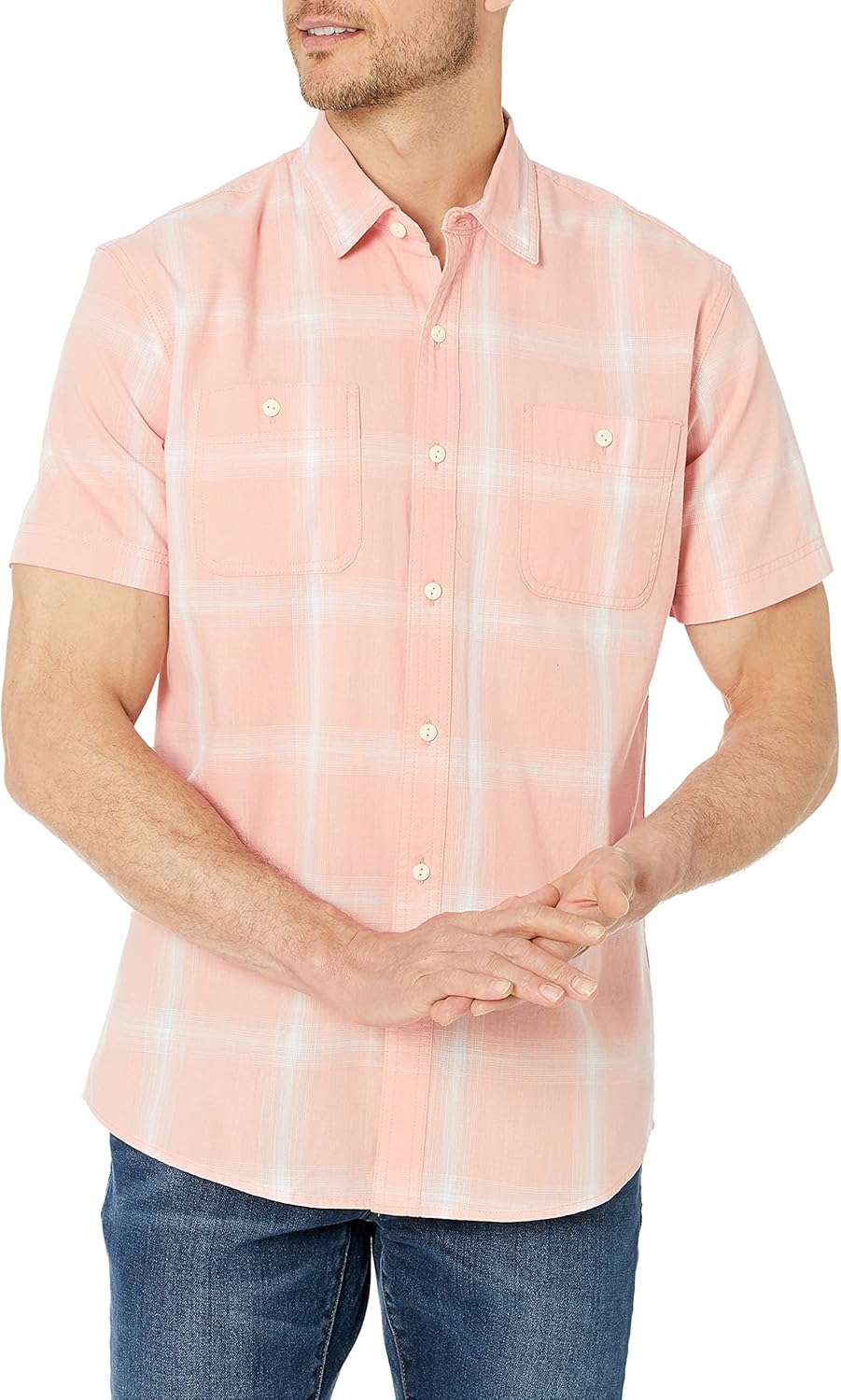 Amazon Essentials Men's Regular-Fit Short-Sleeve Poplin Shirt