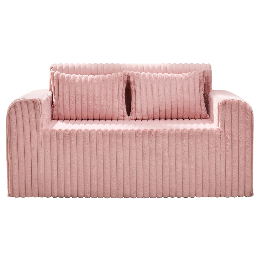 Hobestluk Single Sofa Foam Couch Sofa for Small Spaces Comfy Sofas with Removable Cover Furry Couch with Pillows for Living Room, Bedroom, Apartment, Office (Black, Standard)
