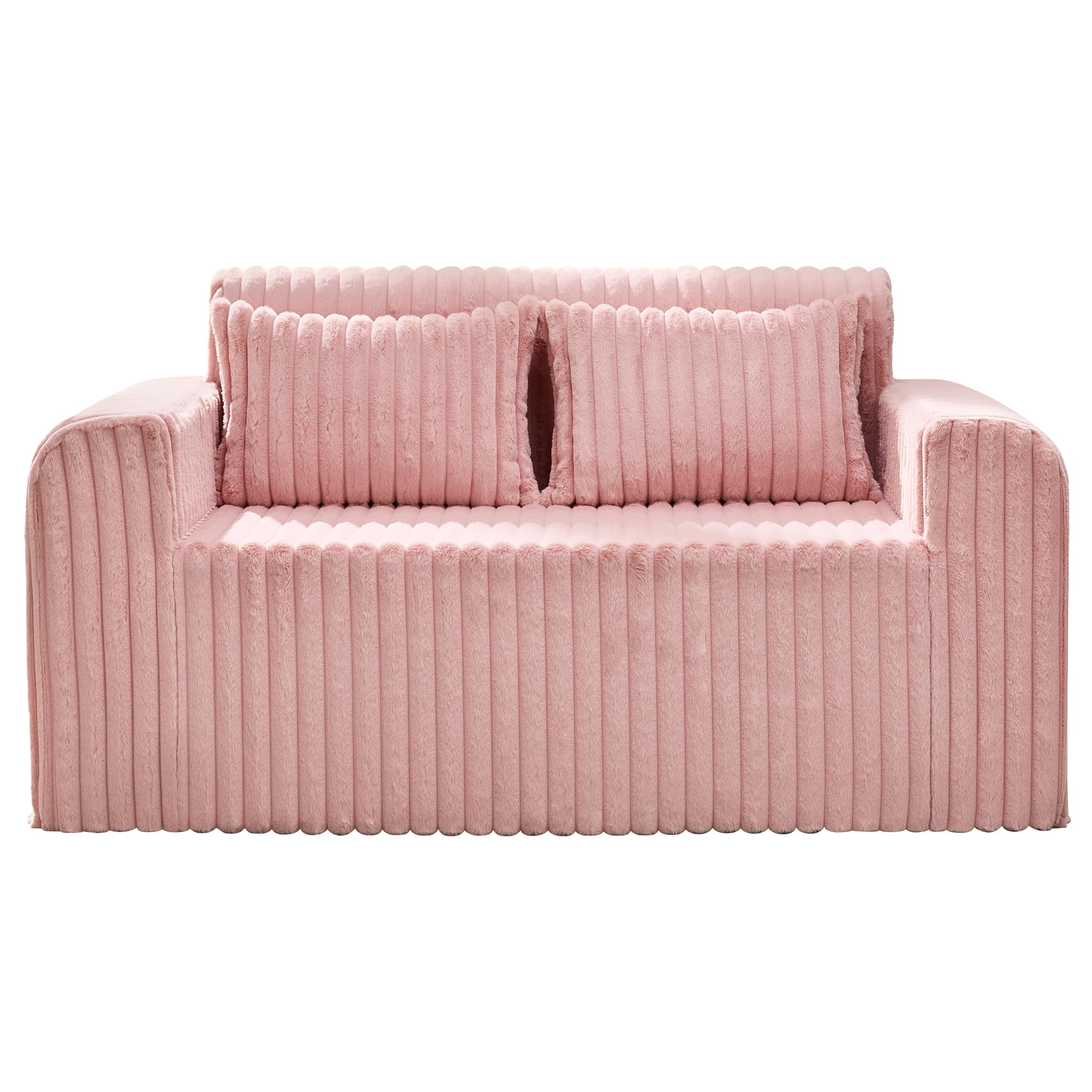 Hobestluk Single Sofa Foam Couch Sofa for Small Spaces Comfy Sofas with Removable Cover Furry Couch with Pillows for Living Room, Bedroom, Apartment, Office (Black, Standard)
