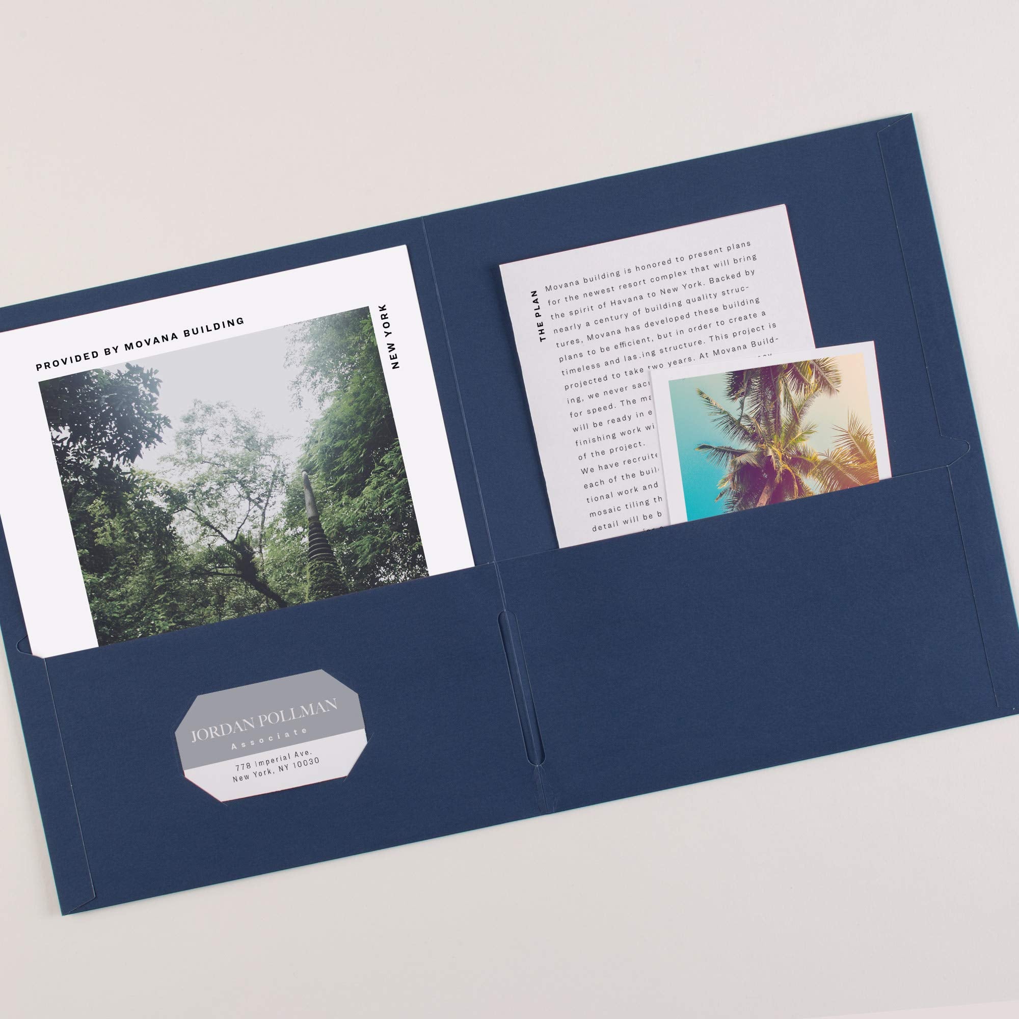 Avery Two Pocket Folders, Holds up to 40 Sheets, Business Card Slot, Ideal for Portfolios, Presentations and School, Dark Blue, Box of 25 (47985)