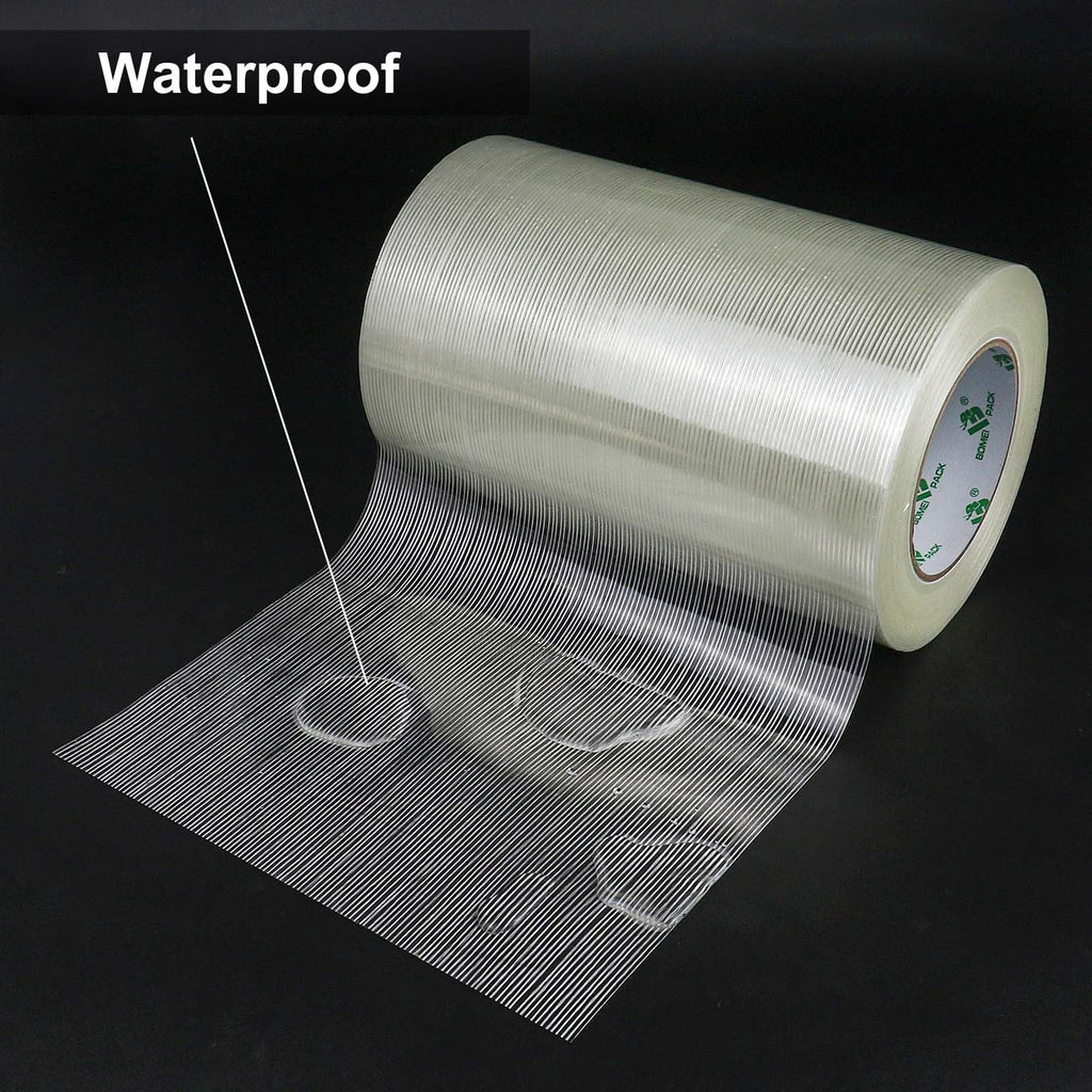 BOMEI PACK Wide Strapping Tape, 4Inch Heavy Duty Reinforced Packing Tape, Fiberglass Filament 60yds 5.5Mil