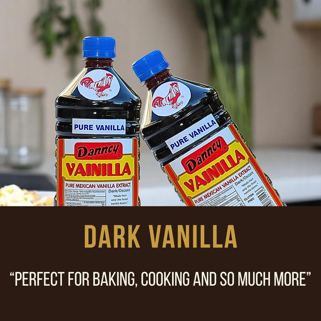 Danncy Vanilla Dark 33.8 fl oz (1L) 2 Pack Authentic Mexican Vanilla Extract