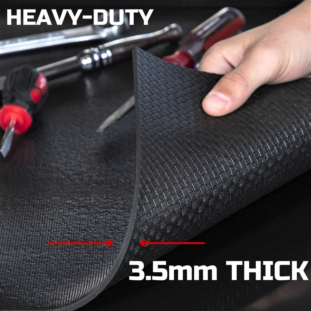 ONREVA Tool Box Liner 24 inch Wide x 24 Ft Large, Toolbox Drawer Liners, Heavy Duty Shelf Rubber Mat, Non Slip Pad Organizer for Rolling Tool Chest Drawers, Cabinet, Workbench, Black