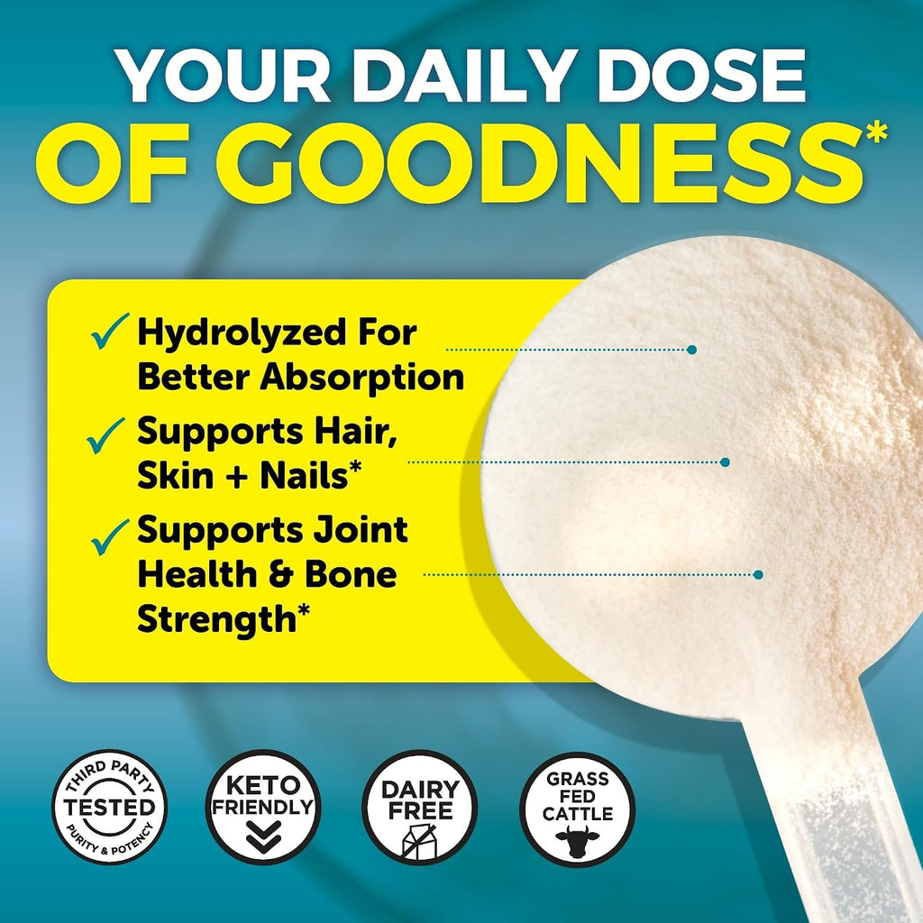 Viva Naturals Collagen Peptides Powder - Grass-Fed Hydrolyzed Bovine, Type I & III - 19 g Protein, Unflavored, Easy Dissolving - Joint, Skin, Hair & Nail Support - Paleo, Keto, Non-GMO - 1lb