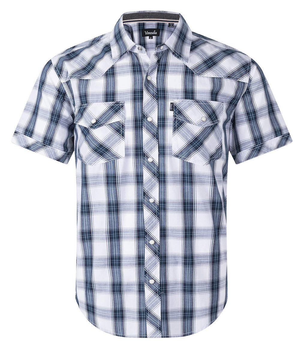 Men's Western Snap Casual Shirt Two Pocket Short Sleeve Shirt