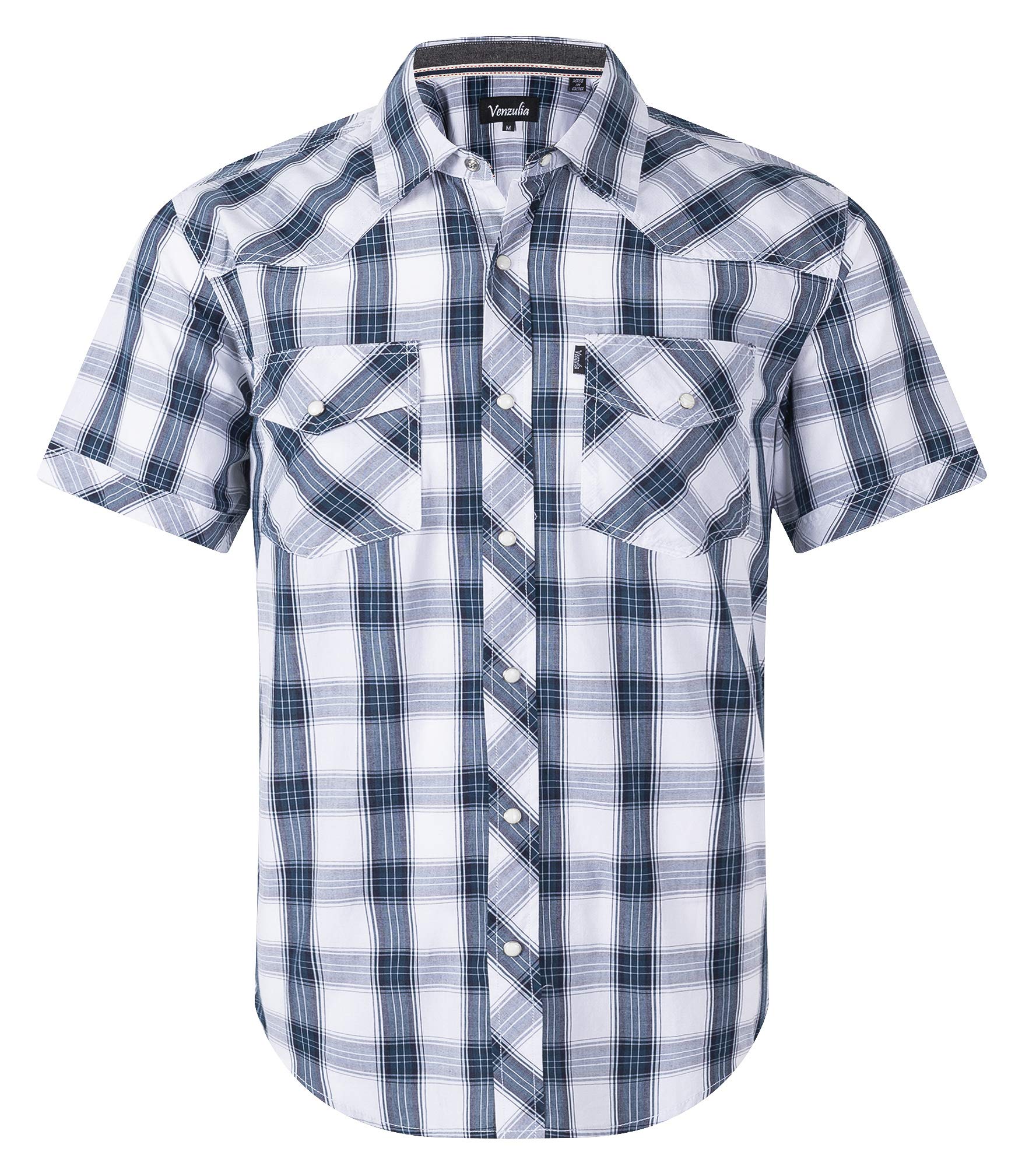 Men's Western Snap Casual Shirt Two Pocket Short Sleeve Shirt