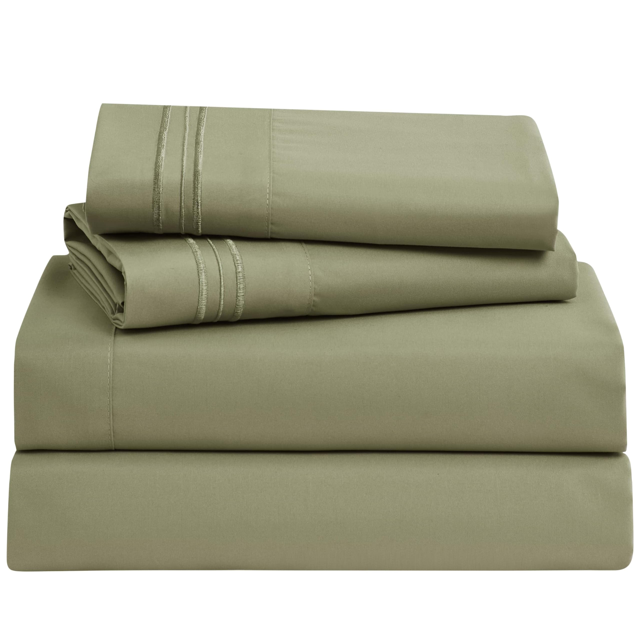 Clara Clark Bed Sheets, Premier 1800 Series 4 Piece Bed Sheet Set, Deep Pocket, Wrinkle, Fade, Stain Resistant, Luxury Soft Bedding Sheets & Pillowcases, Twin, Beach Blue