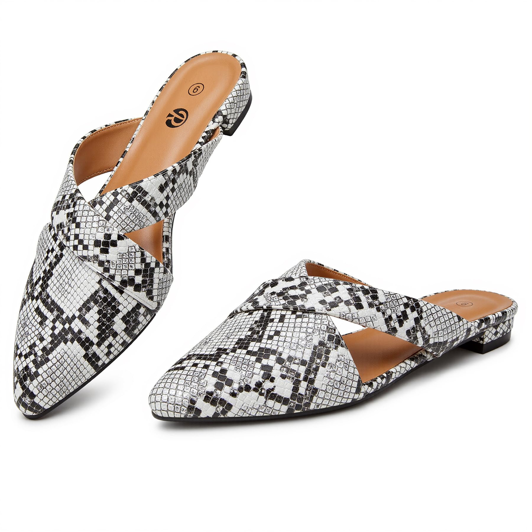 Rekayla Women's Mules Closed Pointed Toe Flats Backless Loafers Shoes for Women