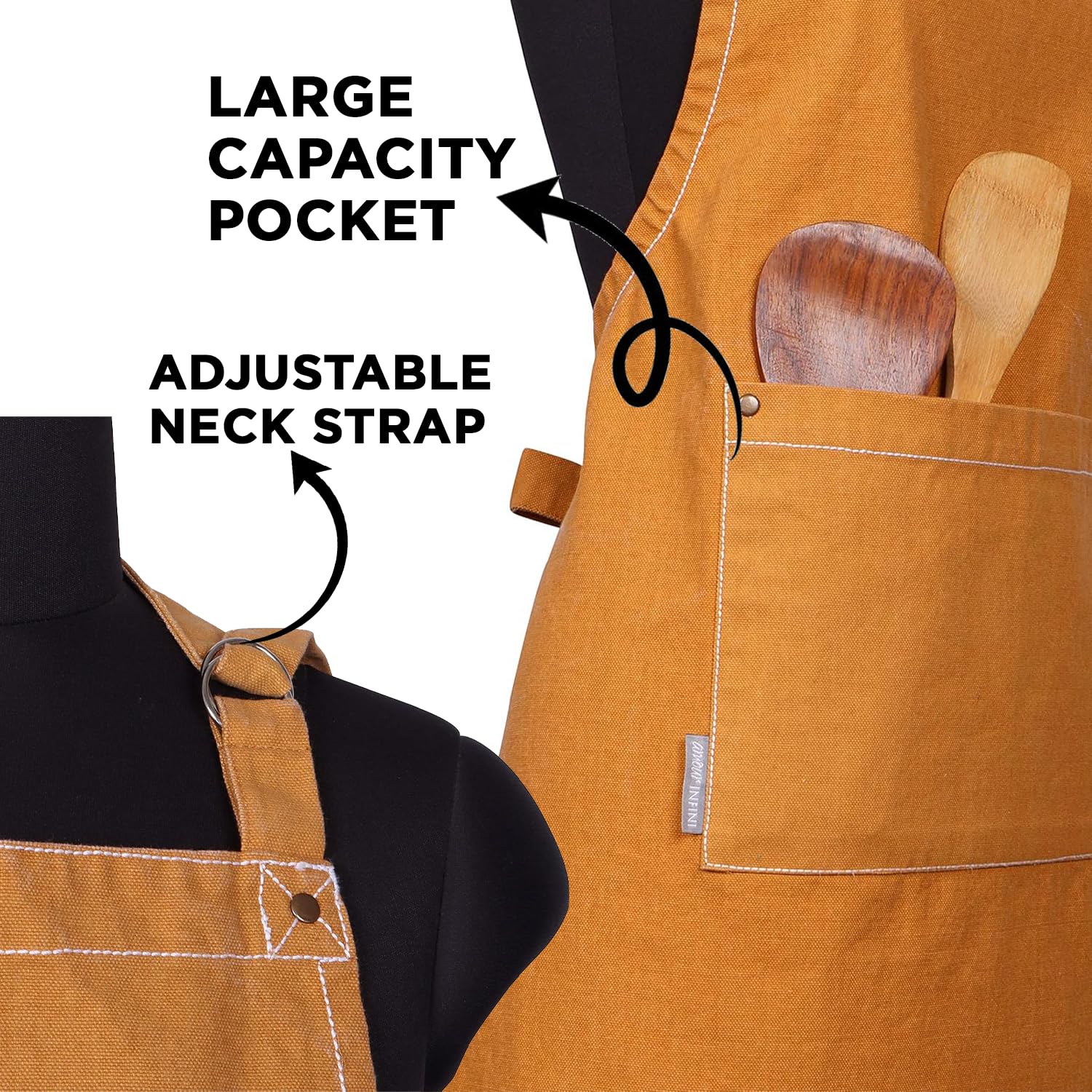 AMOUR INFINI Cotton Aprons for Women with Pocket, Adjustable Strap & Waist Ties - Washable Aprons for Baking, Cooking, Gardening (27.5 x 33 Inches - Blooming Floral)
