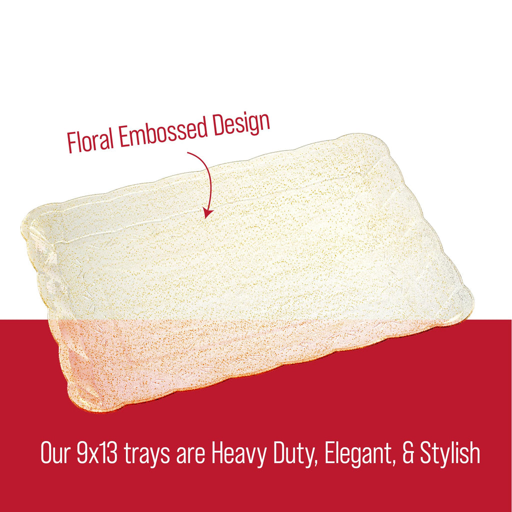 Plasticpro Plastic Serving Trays - Serving Platters Rectangle 9X13 Disposable Party Dish 4 Black Trays