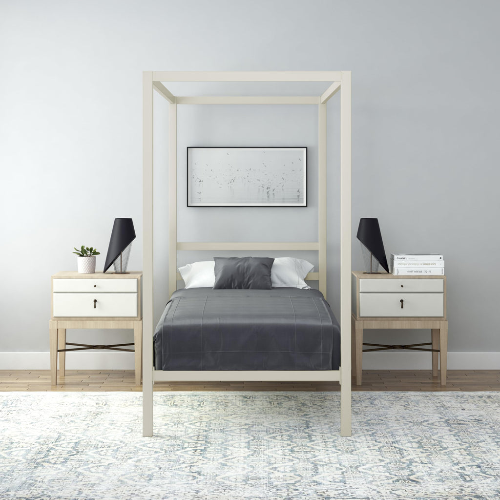 DHP King Metal Canopy Bed, Modern Design with Built-In Headboard, Sturdy Frame, No Box Spring Needed, Gunmetal Gray