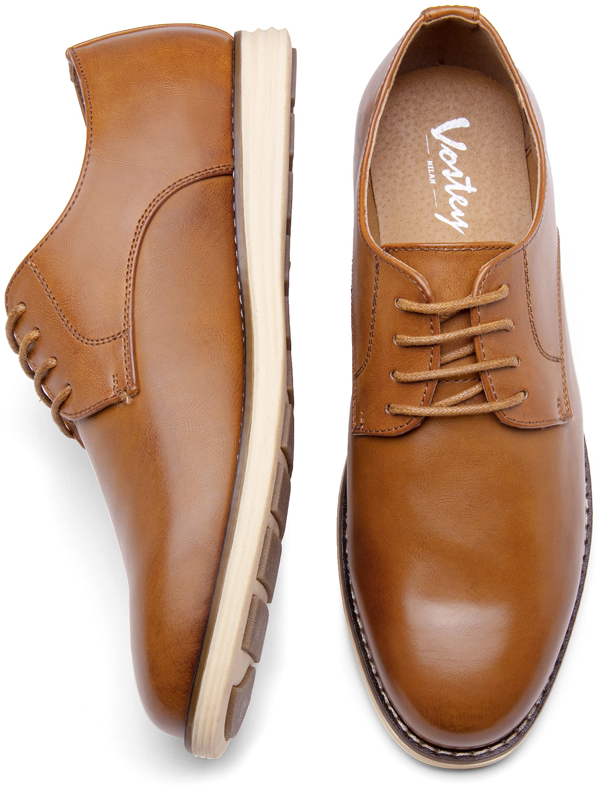 Vostey Mens Casual Dress Shoes Wingtip Plain Business Dress Shoes for Men