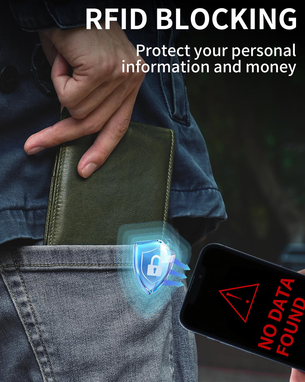 Artpaxy Mens Wallet Genuine Leather Bifold RFID Blocking Wallet for Men with 1 ID Window 13 Card Holders 2 cash pockets 1 Gift Box