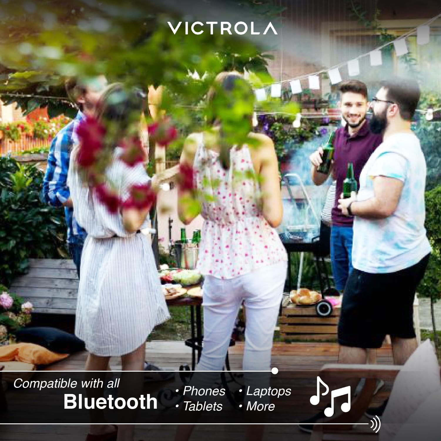 Victrola Outdoor Rock Speaker (Pair) – IPX4 Rechargeable Outdoor Bluetooth Speakers for Garden, Patio, Built for All Seasons, Wireless Music Streaming (Charcoal)