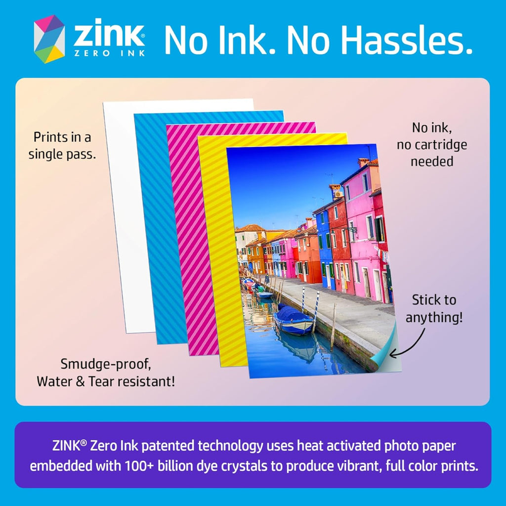 HP Sprocket Portable 2x3 Instant Photo Printer (Luna Pearl) Zink Paper Bundle