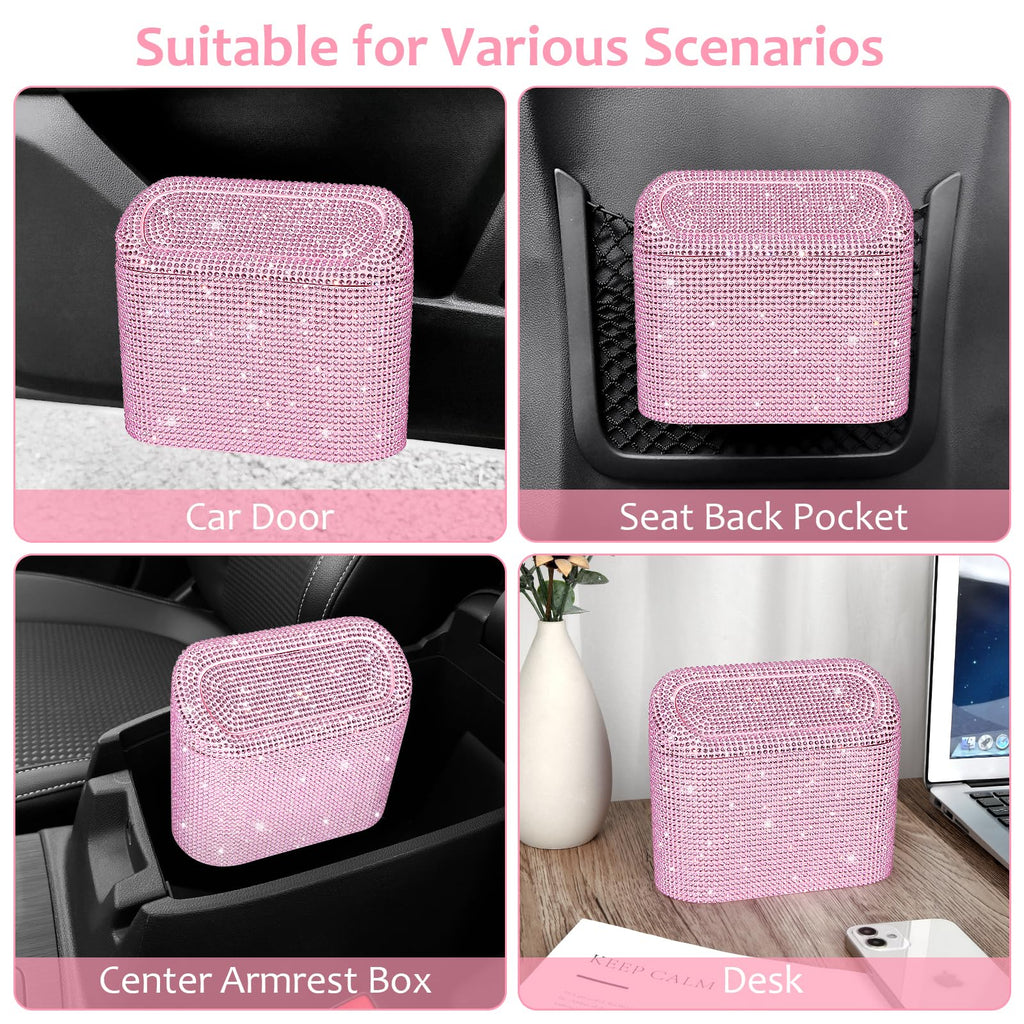 Accmor Car Trash Can with Lid, Mini Auto Dustbin Garbage Organizer with 30 Pcs Plastic Trash Bag, Automotive Garbage Container Bin for Vehicle, Home, Office