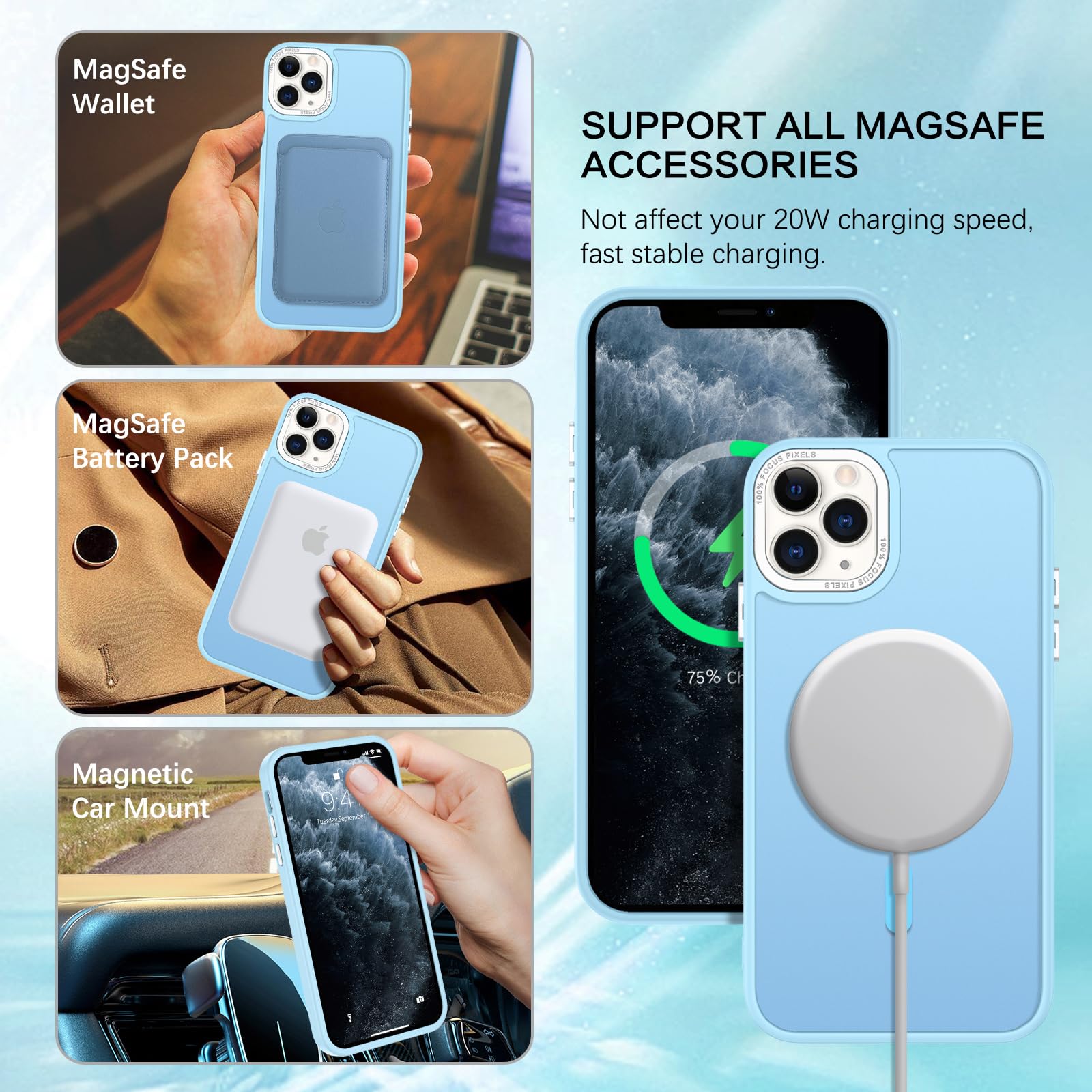 BENTOBEN for iPhone 11 Pro Case 2019 [Compatible with Magsafe] Translucent Matte Magnetic Phone Case iPhone 11 Pro 5.8" Slim Thin Shockproof Bumper Women Men Protective Cases Cover, Black