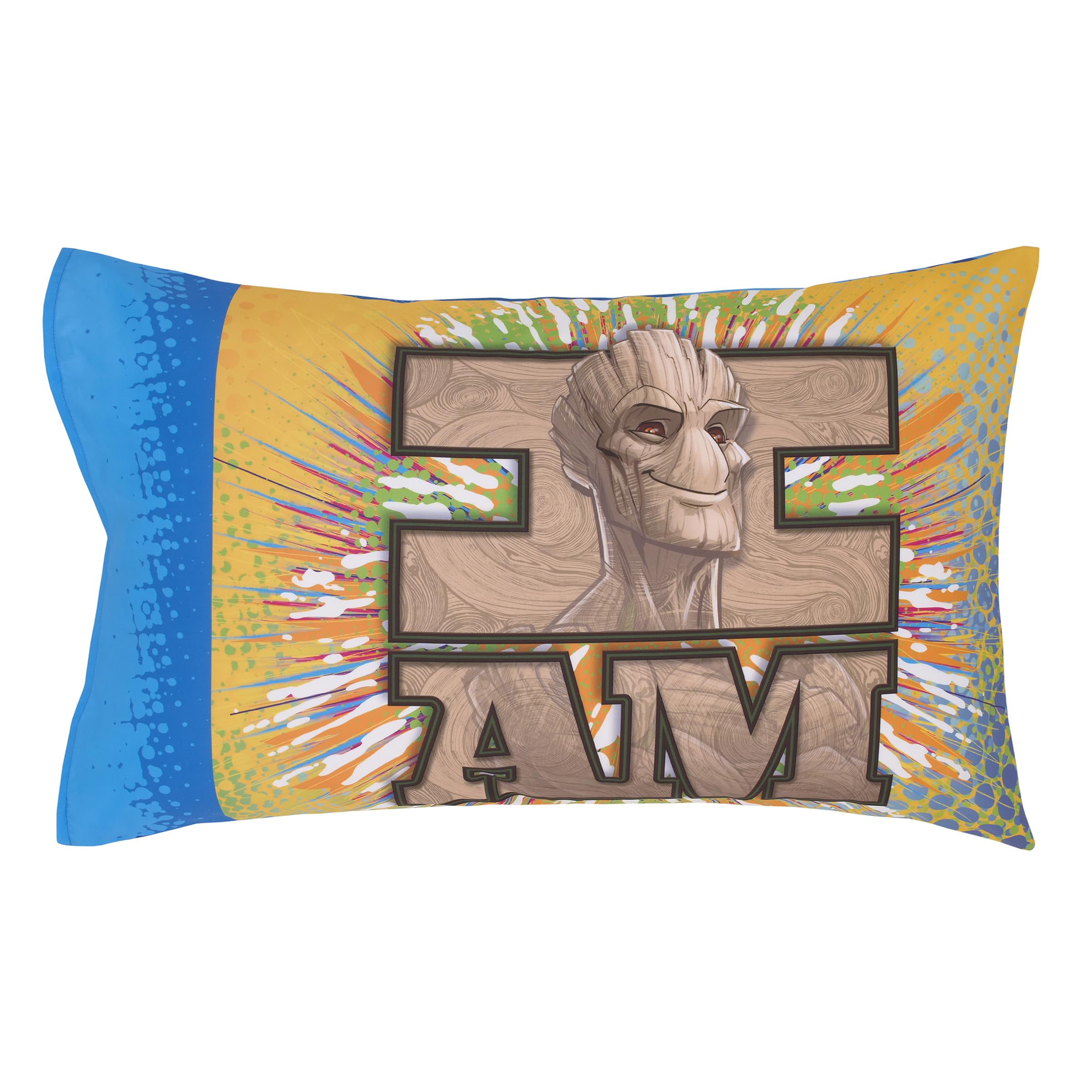 NoJo Marvel The Avengers I Am A Hero Blue, Green, Red, and Yellow 4 Piece Toddler Bed Set - Comforter, Fitted Bottom Sheet, Flat Top Sheet, and Reversible Pillowcase