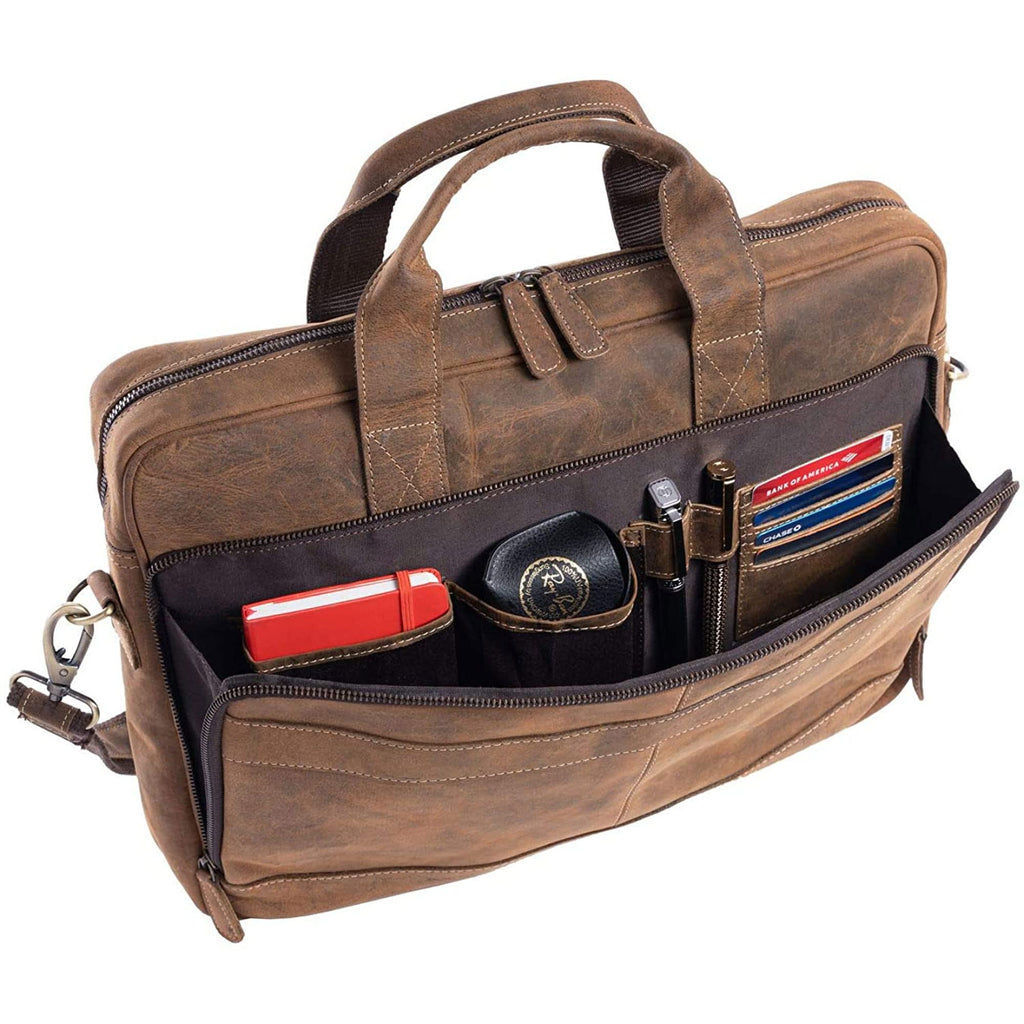 Leather briefcase 18 Inch Laptop Messenger Bags for Men and Women Best Office briefcase Satchel Bag (Black)