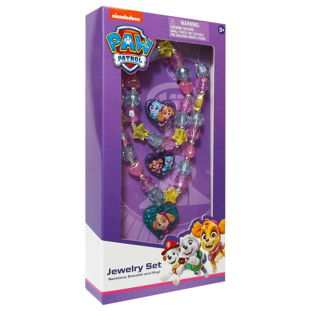 LUV HER Paw Patrol Girl's Jewelry Set - Dress up Toy Jewelry Box Set with Bead Necklace, Bracelet and Ring - Play Accessories - Ages 3+