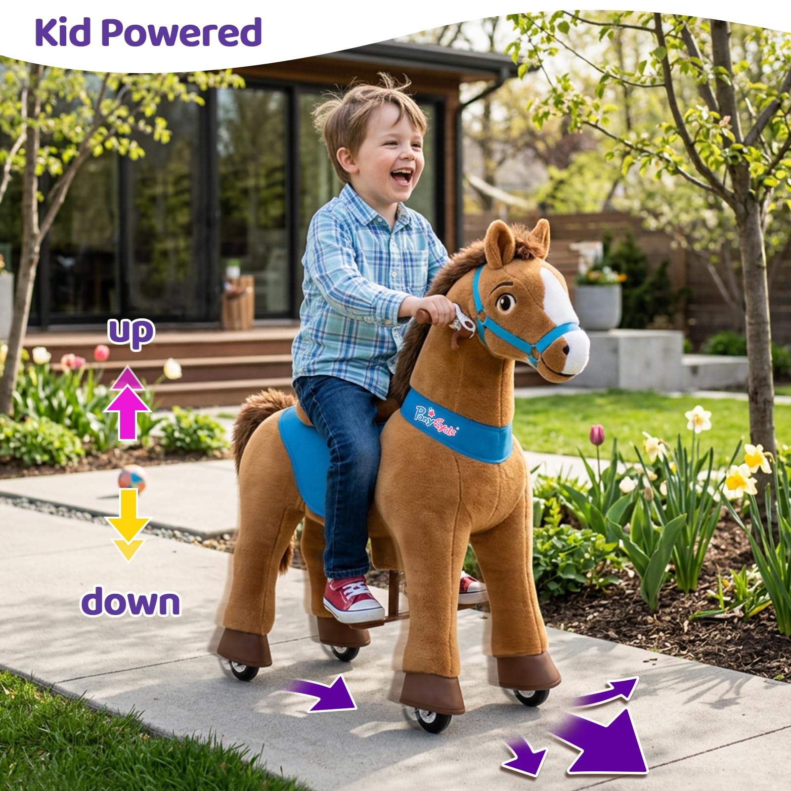 PonyCycle Ride on Toys Riding Black Horse Toys No Battery Required (with Brake/ 30" Height/Size 3) Pony Rider Walking Animals Rocking Horse Ride on Horse for Kids Riding Toys E338