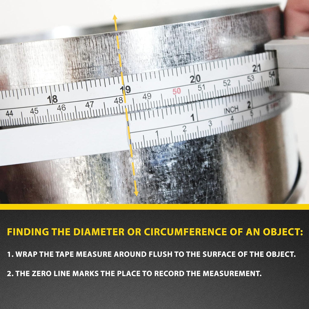 Perfect Pi Diameter Circumference Tape Measure - Imperial and Metric Tape Measure 1/2-inch By 12ft / 3.5m - Use for Measuring Cylindrical Objects - (Pipe Tape, Tree Tape) Model DCT120