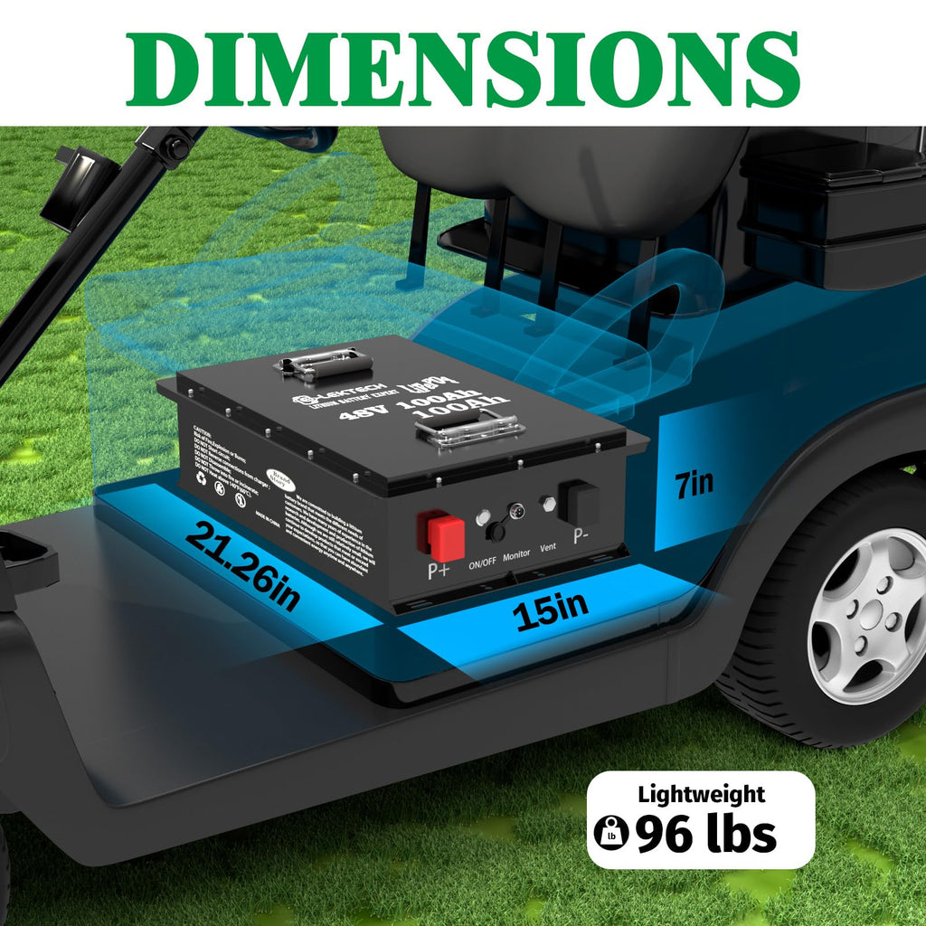 36V 100Ah LiFePO4 Lithium Golf Cart Battery with Charger, Built-in Smart 200A BMS, with Touch Monitor, Perfect for Golf Carts, Off-grid
