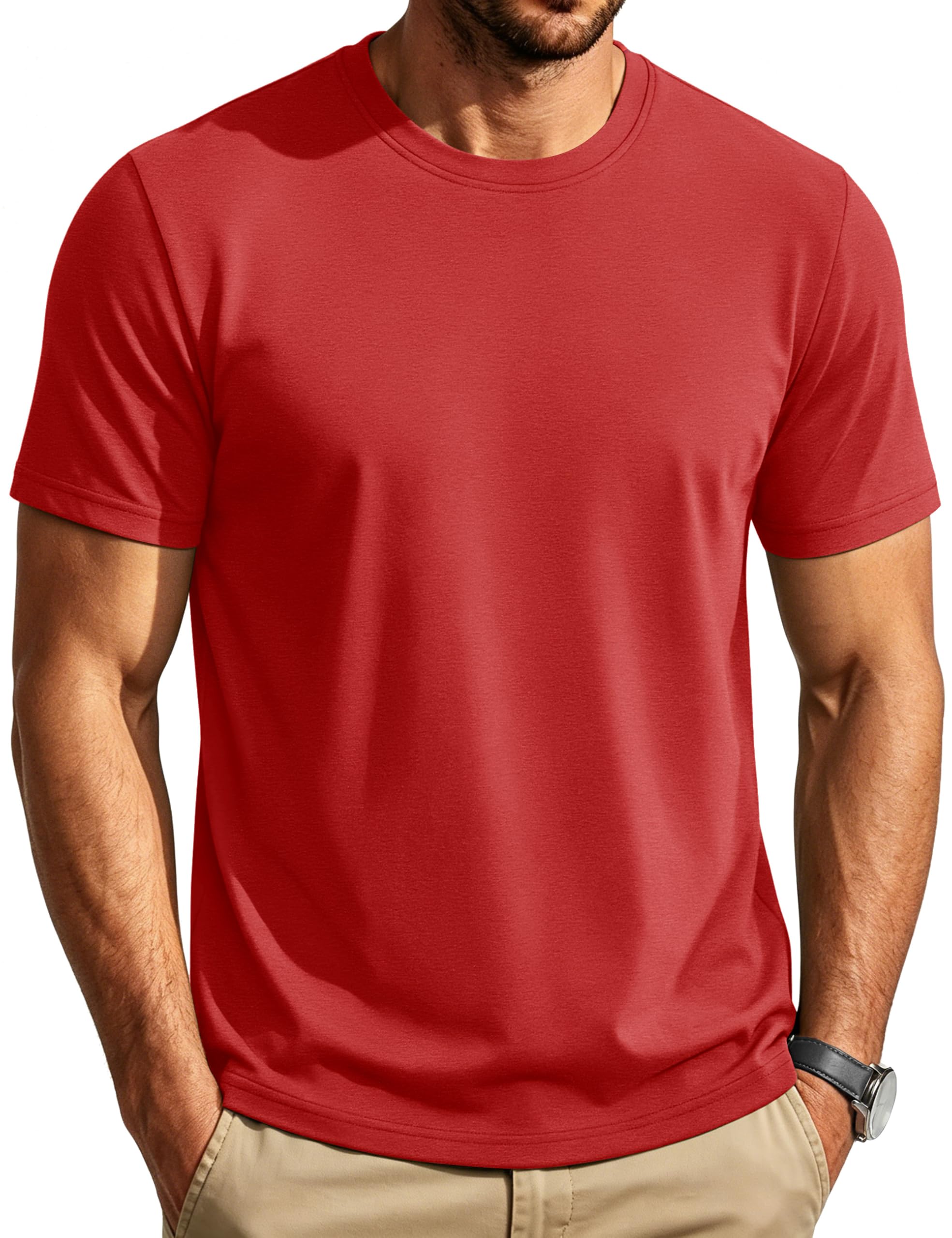 Cotrasen Mens T-Shirts Short Sleeve Cotton Crew Neck Lightweight Moisture Wicking Casual Soft Basic Plain Tee Shirts