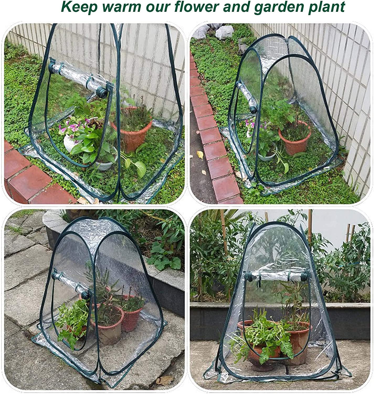 Porayhut Pop Up Greenhouse Tent,Portable X-Large Walk-in Flower House ,Indoor Outdoor Gardening Plant Sunshine Room with PE Mesh Cloth Cover for Protecting Plant from Cold Frost & Birds