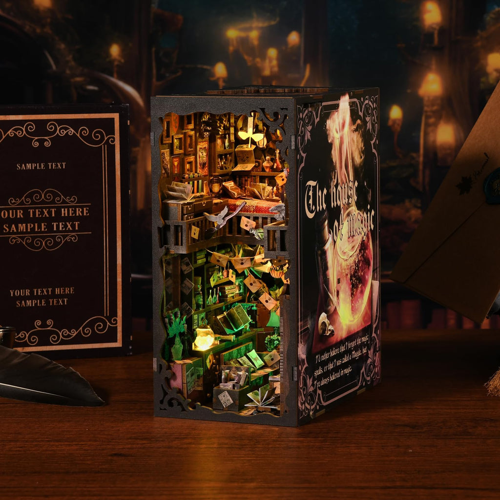 TOYQI DIY Book Nook Kit, Miniature House Dollhouse Kit for Adult and Teens, Book Nook Kits for Adults, Booknook Bookend Alley Model Build, Gifts for Family Friends - Spooky Horror Creepy Haunted House