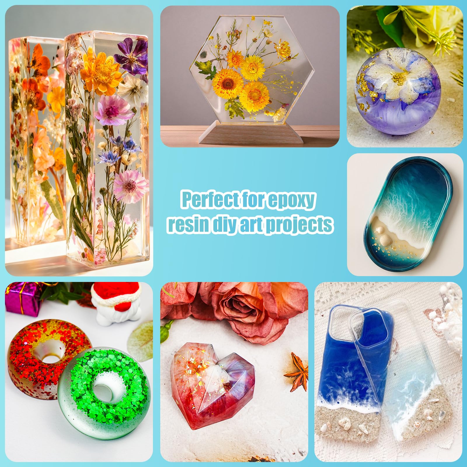 Epoxy Resin Kit, 1Gallon Kit Crystal Clear Resin Epoxy, Bubble Free, No Yellowing, UV Resistant, Food Safe with, Easy Mix 1:1 for DIY Crafts Jewelry Making