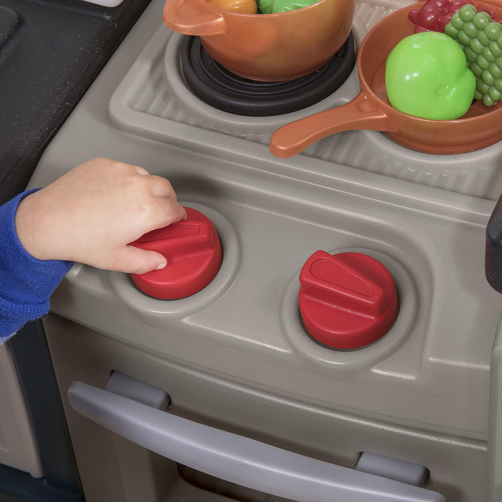 Step2 Modern Metro Kitchen Set for Kids – Includes 30+ Toy Kitchen Accessories, Interactive Features for Pretend Play – Indoor/Outdoor Toddler Playset – Dimensions 44.75" H x 46.5" W x 13.5" D