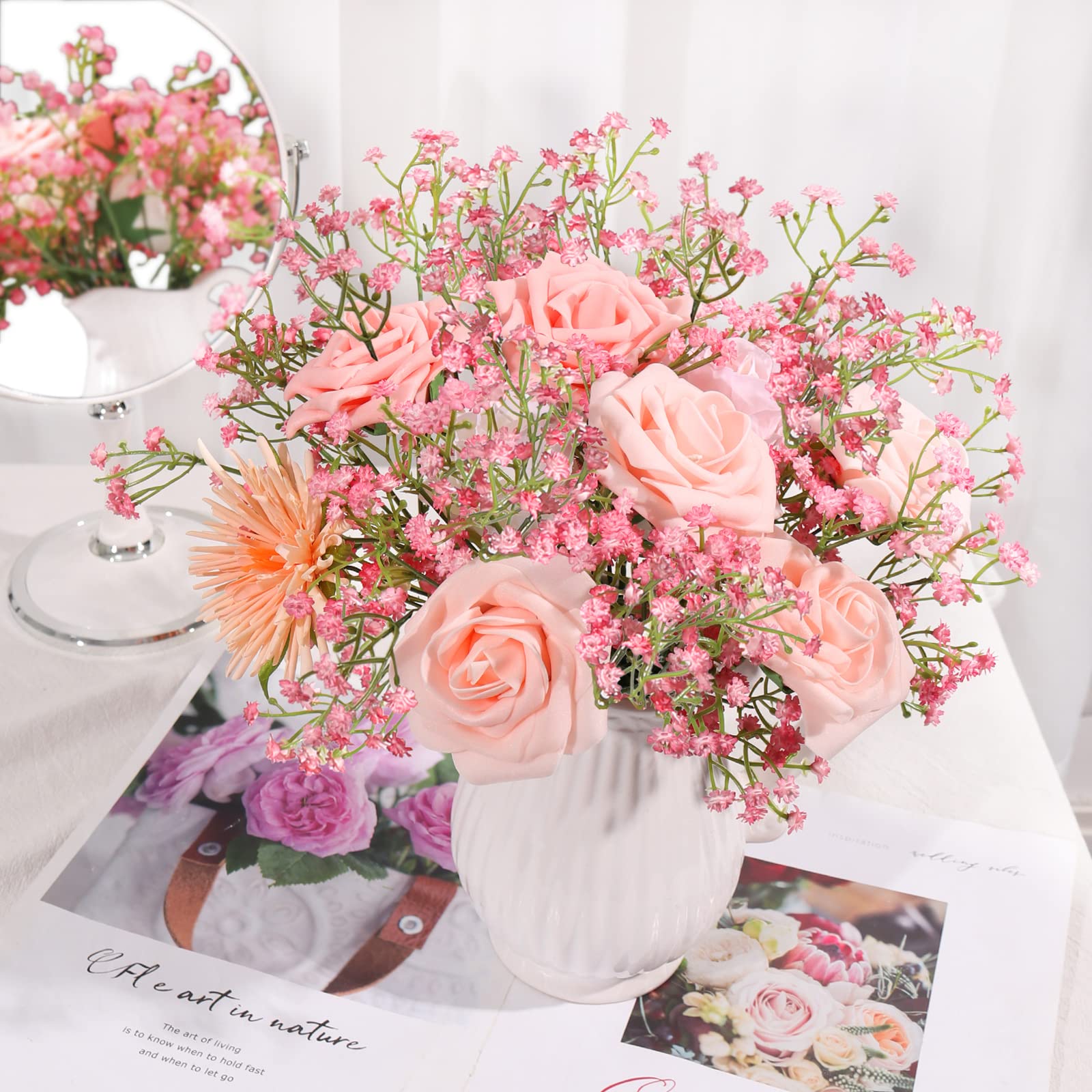 15 PCS Babys Breath Artificial Flowers Fake Babys Breath Flowers Artificial Bulk Blue Gypsophila Bouquets Real Touch Faux Flowers for Wedding Floral Arrangement Party Home Decoration