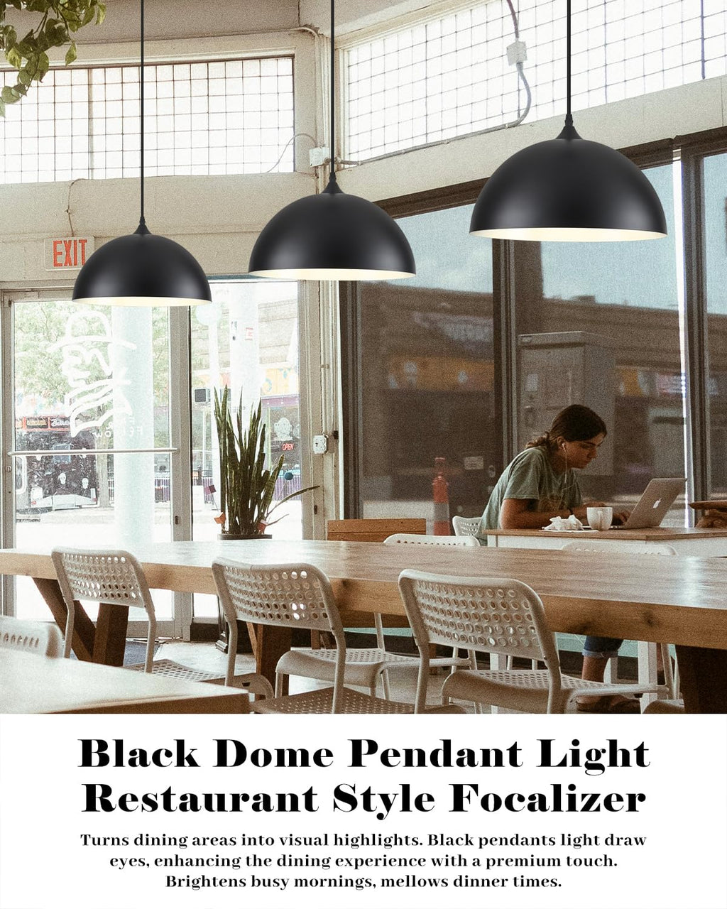 White Pendant Lights, 11.8 inch Pendant Lights Kitchen Island, Farmhouse Pendant Light Fixtures (White Inside), Industrial Pendant Lighting for Dining Room, Bedroom, Hallway (1 Pack)