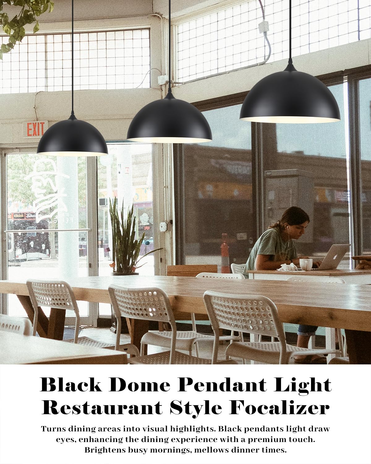 White Pendant Lights, 11.8 inch Pendant Lights Kitchen Island, Farmhouse Pendant Light Fixtures (White Inside), Industrial Pendant Lighting for Dining Room, Bedroom, Hallway (1 Pack)